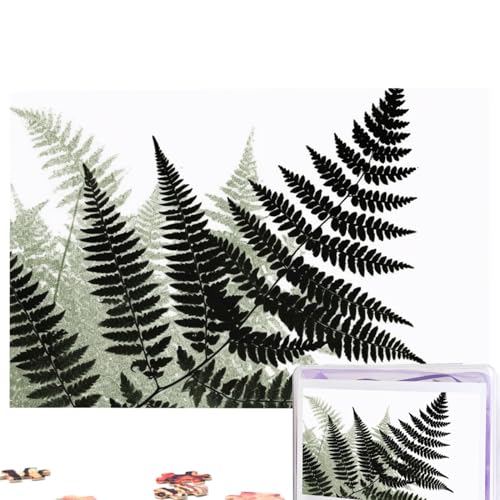 Natürliche Pflanzen-Silhouette, Farnblatt-Puzzle, personalisiertes Puzzle, 1000 Teile, Puzzles aus Fotos, Bilderpuzzle für Erwachsene und Familie (74,9 x 50 cm) von RLDOBOFE