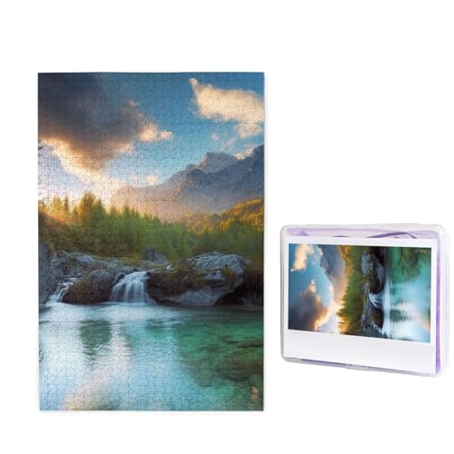 Naturlandschaftspuzzle, 1000 Teile, personalisiertes Puzzle für Erwachsene, personalisiertes Bild mit Aufbewahrungstasche, Holzfotos, Puzzle für Familien-Heimdekoration (50 x 74,9 cm) von RLDOBOFE