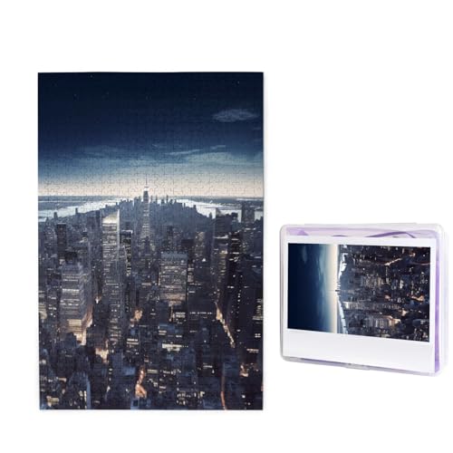 New York City Puzzles 1000 Teile, personalisiertes Puzzle für Erwachsene, personalisiertes Bild mit Aufbewahrungstasche, Holzfotos, Puzzle für Familien-Heimdekoration (50 x 74,9 cm) von RLDOBOFE