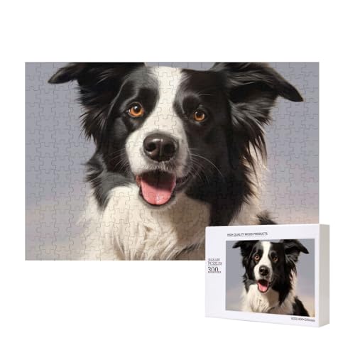 Puzzle 500 Teile Border Collie Puzzle Holz Fotopuzzle für Erwachsene Personalisiertes Bilderpuzzle Klassisches Puzzle für Familie Hochzeit Geburtstag Valentinstag Geschenke 15,7 x 11 Zoll von RLDOBOFE