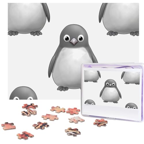 Puzzle 500 Teile Grau Pinguin Puzzle Holz Fotopuzzle für Erwachsene Personalisiertes Bilderpuzzle Klassisches Puzzle für Familie Hochzeit Geburtstag Valentinstag Geschenke 51,8 x 38,1 cm von RLDOBOFE