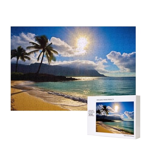 Puzzle 500 Teile Hawaii Strand Puzzle Holz Fotopuzzle für Erwachsene Personalisiertes Bilderpuzzle Klassisches Puzzle für Familie Hochzeit Geburtstag Valentinstag Geschenke 15,7 x 11 Zoll von RLDOBOFE