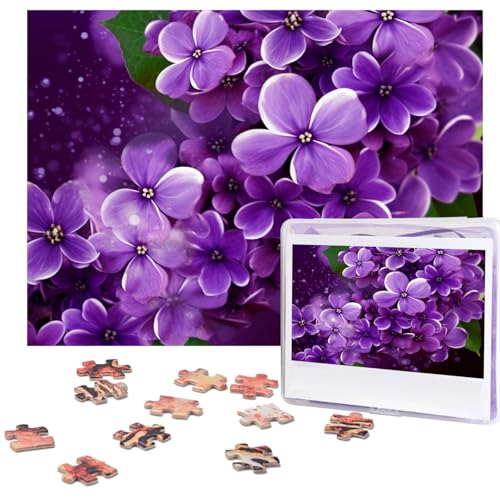 Puzzle 500 Teile Lila Blumen Puzzle Holz Fotopuzzle für Erwachsene Personalisiertes Bilderpuzzle Klassisches Puzzle für Familie Hochzeit Geburtstag Valentinstag Geschenke 51,8 x 38,1 cm von RLDOBOFE