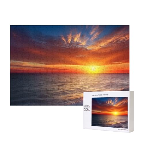 Puzzle 500 Teile Meer und Sonnenuntergang Puzzle Holz Fotopuzzle für Erwachsene Personalisiertes Bilderpuzzle Klassisches Puzzle für Familie Hochzeit Geburtstag Valentinstag Geschenke 15,7 x 11 Zoll von RLDOBOFE