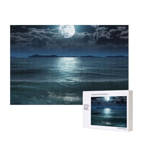 Puzzle 500 Teile Mond und Meer Puzzle Holz Fotopuzzle für Erwachsene Personalisiertes Bilderpuzzle Klassisches Puzzle für Familie Hochzeit Geburtstag Valentinstag Geschenke 15,7 x 11 Zoll von RLDOBOFE