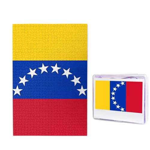 Puzzle Flagge von Venezuela, 1000 Teile, personalisiertes Puzzle für Erwachsene, personalisiertes Bild mit Aufbewahrungstasche, Holzfotos, Puzzle für Familien-Heimdekoration (50 x 74,9 cm) von RLDOBOFE