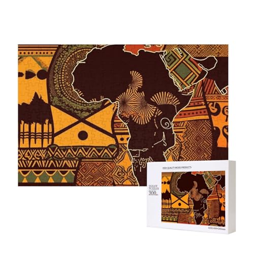 Puzzles 500 Teile Afrikanische Karte Ethnisches Muster Puzzle Holz Fotopuzzle für Erwachsene Personalisiertes Bilderpuzzle Klassisches Puzzle für Familie Hochzeit Geburtstag Valentinstag Geschenke von RLDOBOFE