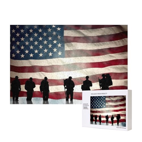 Puzzles 500 Teile Amerikanische Flagge Veteranen Tag Puzzle Holz Fotopuzzle für Erwachsene Personalisiertes Bilderpuzzle Klassisches Puzzle für Familie Hochzeit Geburtstag Valentinstag Geschenke von RLDOBOFE