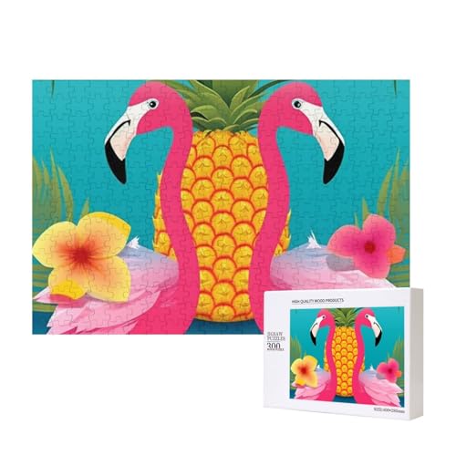 Puzzles 500 Teile Ananas Flamingo Puzzle Holz Fotopuzzle für Erwachsene Personalisiertes Bilderpuzzle Klassisches Puzzle für Familie Hochzeit Geburtstag Valentinstag Geschenke 15,7 x 11 Zoll von RLDOBOFE