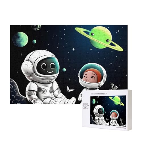 Puzzles 500 Teile Astronaut und Alien Puzzles Holz Fotopuzzle für Erwachsene Personalisiertes Bilderpuzzle Klassisches Puzzle für Familie Hochzeit Geburtstag Valentinstag Geschenke 15,7 x 11 Zoll von RLDOBOFE