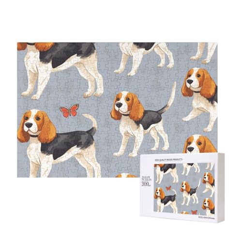 Puzzles 500 Teile Beagle-Muster Puzzle Holz Fotopuzzle für Erwachsene Personalisiertes Bilderpuzzle Klassisches Puzzle für Familie Hochzeit Geburtstag Valentinstag Geschenke 15,7 x 11 Zoll von RLDOBOFE