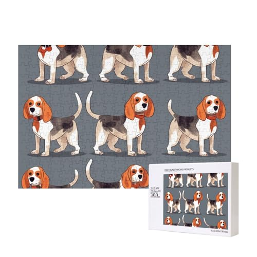 Puzzles 500 Teile Beagles Muster Puzzles Holz Fotopuzzle für Erwachsene Personalisiertes Bilderpuzzle Klassisches Puzzle für Familie Hochzeit Geburtstag Valentinstag Geschenke 15,7 x 11 Zoll von RLDOBOFE