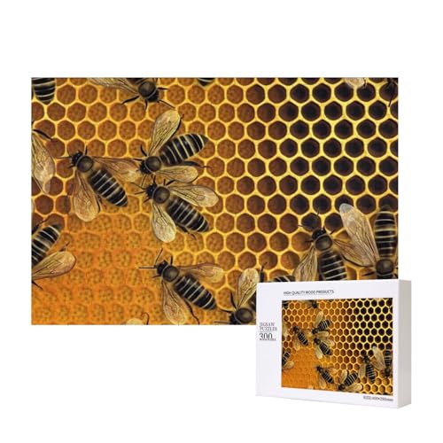 Puzzles 500 Teile Bienen auf Bienenstock Puzzle Holz Fotopuzzle für Erwachsene Personalisiertes Bilderpuzzle Klassisches Puzzle für Familie Hochzeit Geburtstag Valentinstag Geschenke 15,7 x 11 Zoll von RLDOBOFE