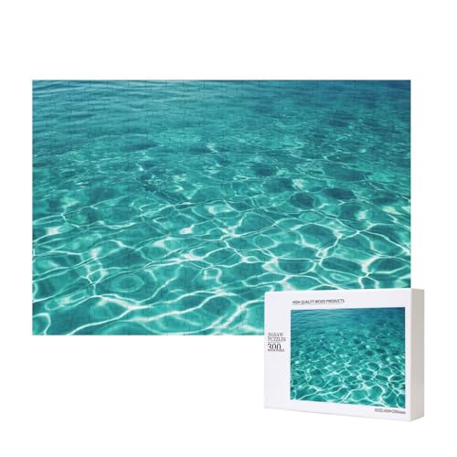 Puzzles 500 Teile Blau Aqua Pool Wasser Puzzle Holz Fotopuzzle für Erwachsene Personalisiertes Bilderpuzzle Klassisches Puzzle für Familie Hochzeit Geburtstag Valentinstag Geschenke 15,7 x 11 Zoll von RLDOBOFE