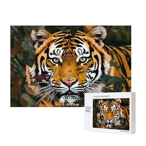 Puzzles 500 Teile Camouflage Tiger Puzzle Holz Fotopuzzle für Erwachsene Personalisiertes Bilderpuzzle Klassisches Puzzle für Familie Hochzeit Geburtstag Valentinstag Geschenke 15,7 x 11 Zoll von RLDOBOFE