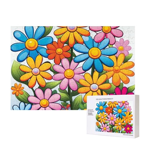 Puzzles 500 Teile Cartoon niedliche Blumen Puzzle Holz Fotopuzzle für Erwachsene Personalisiertes Bilderpuzzle Klassisches Puzzle für Familie Hochzeit Geburtstag Valentinstag Geschenke 15,7 x 11 Zoll von RLDOBOFE