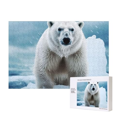 Puzzles 500 Teile Cooles Tier Weiß Eisbär Puzzle Holz Fotopuzzle für Erwachsene Personalisiertes Bilderpuzzle Klassisches Puzzle für Familie Hochzeit Geburtstag Geschenke 15,7 x 11 Zoll von RLDOBOFE