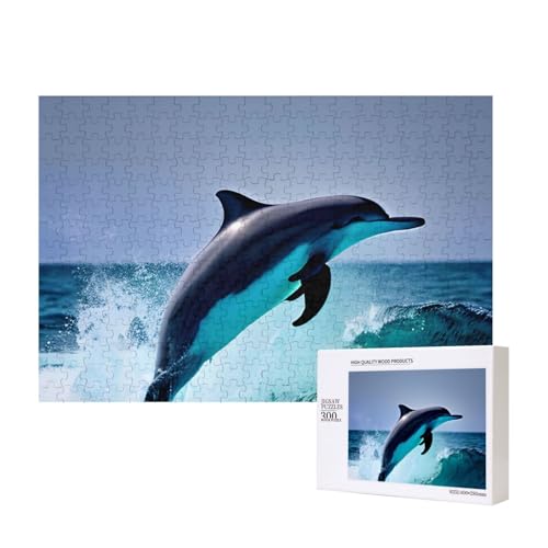 Puzzles 500 Teile Delfin Puzzle Holz Fotopuzzle für Erwachsene Personalisiertes Bilderpuzzle Klassisches Puzzle für Familie Hochzeit Geburtstag Valentinstag Geschenke 15,7 x 11 Zoll von RLDOBOFE