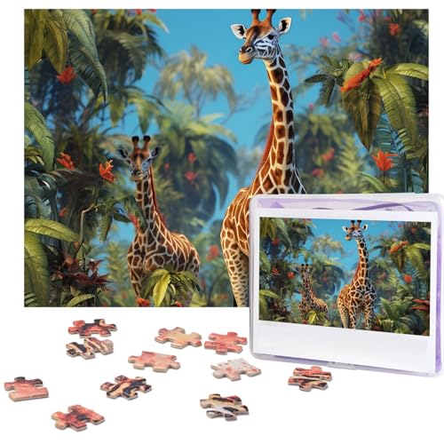 Puzzles 500 Teile Dschungel Giraffe Puzzle Holz Fotopuzzle für Erwachsene Personalisiertes Bilderpuzzle Klassisches Puzzle für Familie Hochzeit Geburtstag Valentinstag Geschenke 51,8 x 38,1 cm von RLDOBOFE