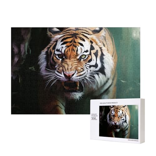 Puzzles 500 Teile Dschungel Tiger Puzzle Holz Fotopuzzle für Erwachsene Personalisiertes Bilderpuzzle Klassisches Puzzle für Familie Hochzeit Geburtstag Valentinstag Geschenke 15,7 x 11 Zoll von RLDOBOFE