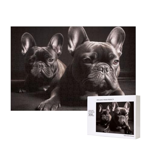 Puzzles 500 Teile Französische Bulldogge Puzzle Holz Fotopuzzle für Erwachsene Personalisiertes Bilderpuzzle Klassisches Puzzle für Familie Hochzeit Geburtstag Valentinstag Geschenke 15,7 x 11 Zoll von RLDOBOFE