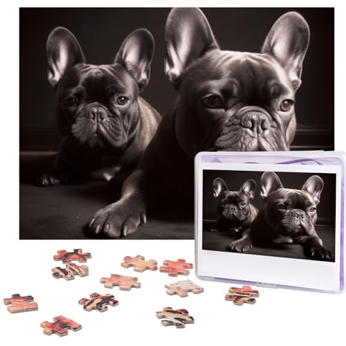 Puzzles 500 Teile Französische Bulldogge Puzzle Holz Fotopuzzle für Erwachsene Personalisiertes Bilderpuzzle Klassisches Puzzle für Familie Hochzeit Geburtstag Valentinstag Geschenke 51,8 x 38,1 cm von RLDOBOFE