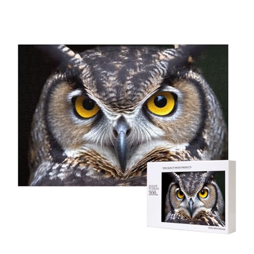 Puzzles 500 Teile Gelbe Augen Eule Puzzle Holz Fotopuzzle für Erwachsene Personalisiertes Bilderpuzzle Klassisches Puzzle für Familie Hochzeit Geburtstag Valentinstag Geschenke 15,7 x 11 Zoll von RLDOBOFE