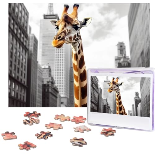 Puzzles 500 Teile Giraffe in New York Puzzle Holz Fotopuzzle für Erwachsene Personalisiertes Bilderpuzzle Klassisches Puzzle für Familie Hochzeit Geburtstag Valentinstag Geschenke 51,8 x 38,1 cm von RLDOBOFE