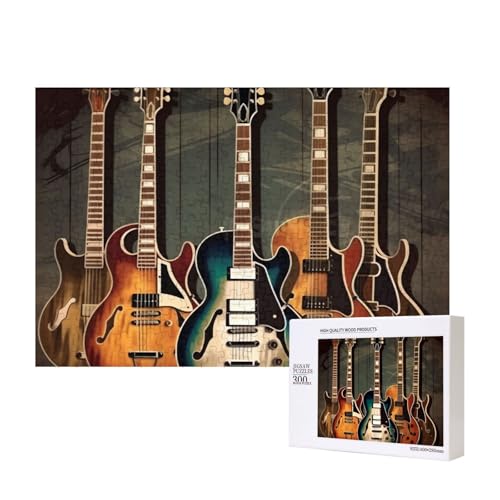 Puzzles 500 Teile Gitarren Kunst Puzzles Holz Fotopuzzle für Erwachsene Personalisiertes Bilderpuzzle Klassisches Puzzle für Familie Hochzeit Geburtstag Valentinstag Geschenke 15,7 x 11 Zoll von RLDOBOFE