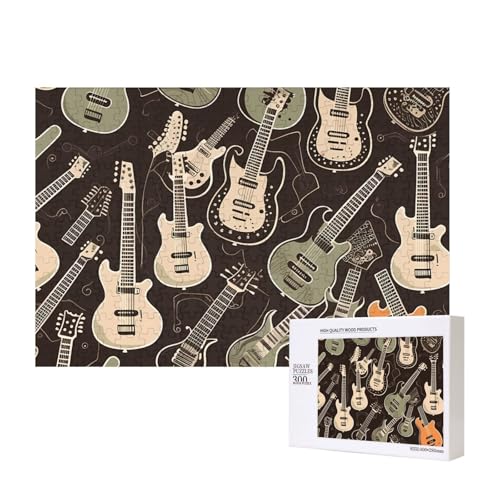 Puzzles 500 Teile Gitarrenmuster Puzzle Holz Fotopuzzle für Erwachsene Personalisiertes Bilderpuzzle Klassisches Puzzle für Familie Hochzeit Geburtstag Valentinstag Geschenke 15,7 x 11 Zoll von RLDOBOFE