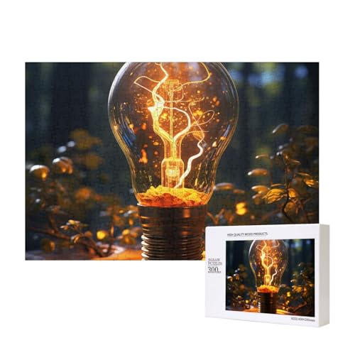 Puzzles 500 Teile Glühbirne Puzzle Holz Fotopuzzle für Erwachsene Personalisiertes Bilderpuzzle Klassisches Puzzle für Familie Hochzeit Geburtstag Valentinstag Geschenke 15,7 x 11 Zoll von RLDOBOFE