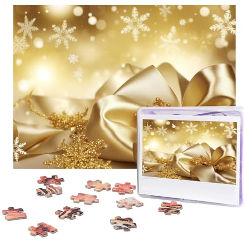 Puzzles 500 Teile Gold Seide Weihnachten Puzzle Holz Fotopuzzle für Erwachsene Personalisiertes Bilderpuzzle Klassisches Puzzle für Familie Hochzeit Geburtstag Valentinstag Geschenke 51,8 x 38,1 cm von RLDOBOFE