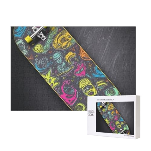 Puzzles 500 Teile Graffiti Skateboard Puzzles Holz Fotopuzzle für Erwachsene Personalisiertes Bilderpuzzle Klassisches Puzzle für Familie Hochzeit Geburtstag Valentinstag Geschenke 15,7 x 11 Zoll von RLDOBOFE