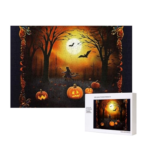 Puzzles 500 Teile Halloween Party Puzzle Holz Fotopuzzle für Erwachsene Personalisiertes Bilderpuzzle Klassisches Puzzle für Familie Hochzeit Geburtstag Valentinstag Geschenke 15,7 x 11 Zoll von RLDOBOFE