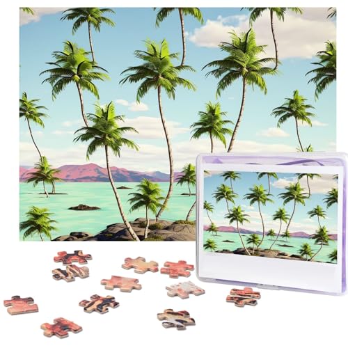 Puzzles 500 Teile Hawaii Palme Puzzle Holz Fotopuzzle für Erwachsene Personalisiertes Bilderpuzzle Klassisches Puzzle für Familie Hochzeit Geburtstag Valentinstag Geschenke 51,8 x 38,1 cm von RLDOBOFE