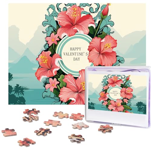 Puzzles 500 Teile Hawaii Retro Floral Banner Puzzle Holz Fotopuzzle für Erwachsene Personalisiertes Bilderpuzzle Klassisches Puzzle für Familie Hochzeit Geburtstag Geschenke 51,8 x 38,1 cm von RLDOBOFE