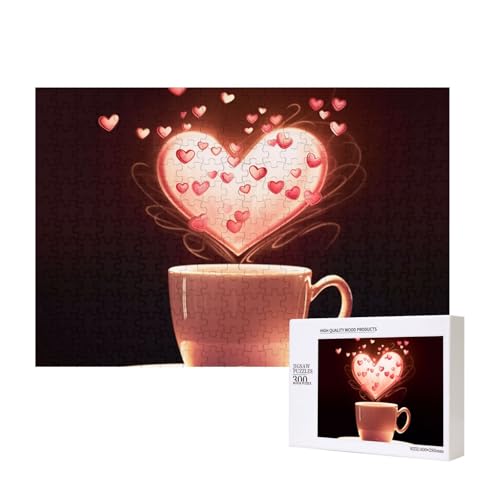 Puzzles 500 Teile Herz Tasse Puzzle Holz Fotopuzzle für Erwachsene Personalisiertes Bilderpuzzle Klassisches Puzzle für Familie Hochzeit Geburtstag Valentinstag Geschenke 15,7 x 11 Zoll von RLDOBOFE