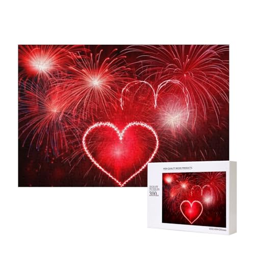 Puzzles 500 Teile Herzen Feuerwerk Puzzle Holz Fotopuzzle für Erwachsene Personalisiertes Bilderpuzzle Klassisches Puzzle für Familie Hochzeit Geburtstag Valentinstag Geschenke 15,7 x 11 Zoll von RLDOBOFE