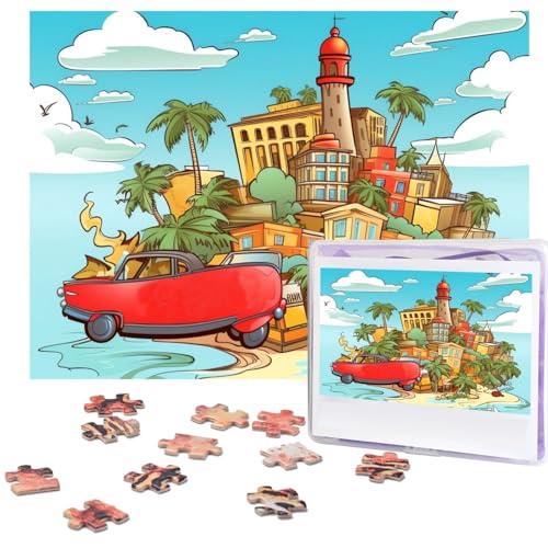 Puzzles 500 Teile Insel Kuba Puzzle Holz Fotopuzzle für Erwachsene Personalisiertes Bilderpuzzle Klassisches Puzzle für Familie Hochzeit Geburtstag Valentinstag Geschenke 51,8 x 38,1 cm von RLDOBOFE