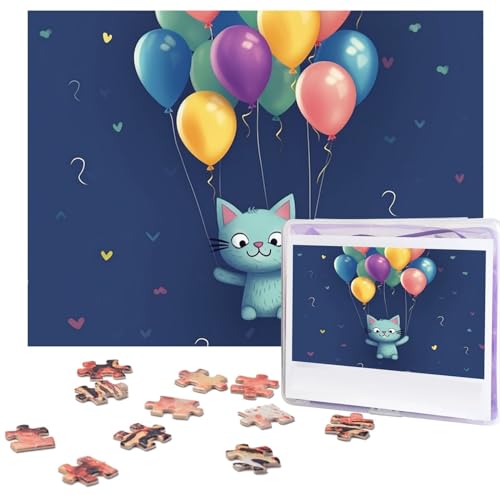 Puzzles 500 Teile Katze und Ballon Puzzle Holz Fotopuzzle für Erwachsene Personalisiertes Bilderpuzzle Klassisches Puzzle für Familie Hochzeit Geburtstag Valentinstag Geschenke 51,8 x 38,1 cm von RLDOBOFE