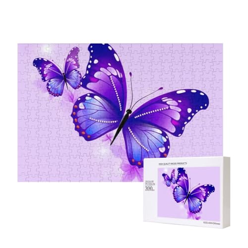 Puzzles 500 Teile Lila Schmetterling Puzzle Holz Fotopuzzle für Erwachsene Personalisiertes Bilderpuzzle Klassisches Puzzle für Familie Hochzeit Geburtstag Valentinstag Geschenke 15,7 x 11 Zoll von RLDOBOFE