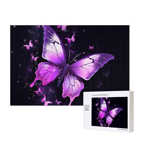 Puzzles 500 Teile Lila Schmetterling Puzzle Holz Fotopuzzle für Erwachsene Personalisiertes Bilderpuzzle Klassisches Puzzle für Familie Hochzeit Geburtstag Valentinstag Geschenke 15,7 x 11 Zoll von RLDOBOFE