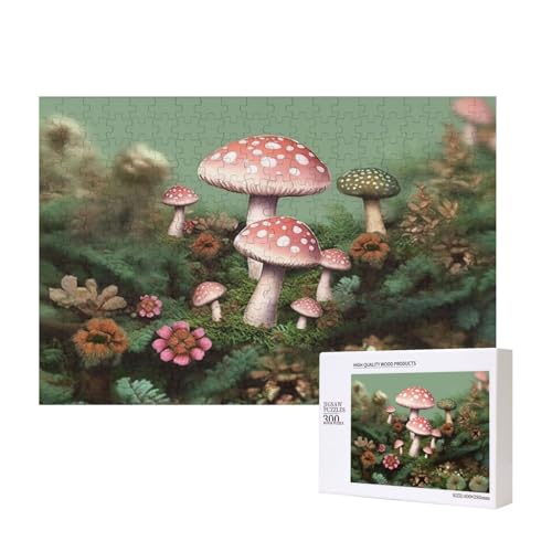 Puzzles 500 Teile Lovely Mushroom Garden Jigsaw Puzzles Wooden Photo Puzzle for Adults Personalized Picture Puzzle Classic Jigsaw Puzzle for Family Wedding Birthday Valentine's Day Gifts von RLDOBOFE