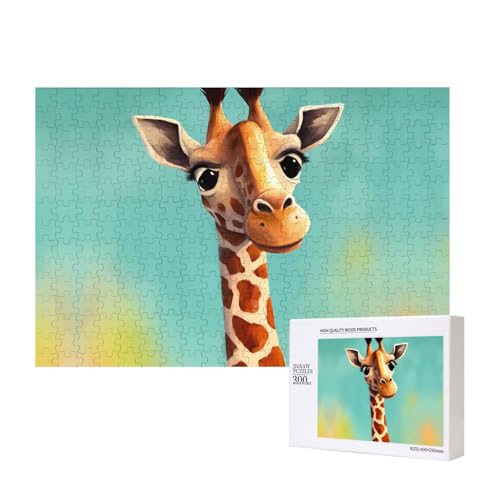 Puzzles 500 Teile Lustige Giraffen-Kunst-Puzzles Holzfotopuzzle für Erwachsene Personalisiertes Bilderpuzzle Klassisches Puzzle für Familie Hochzeit Geburtstag Valentinstag Geschenke 15,7 x 11 Zoll von RLDOBOFE