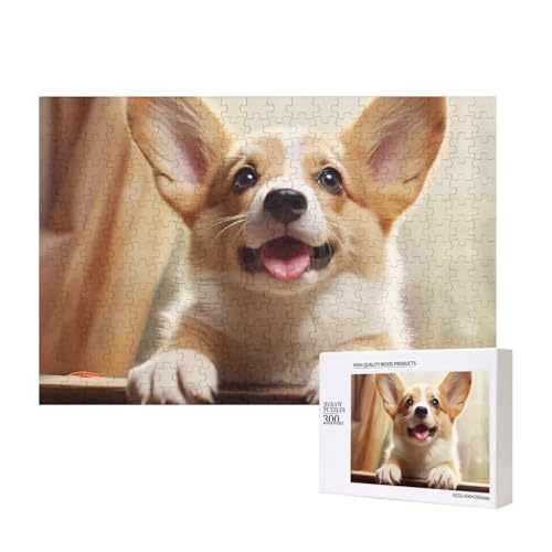 Puzzles 500 Teile Niedliche Corgi-Puzzles Holz-Fotopuzzle für Erwachsene Personalisiertes Bilderpuzzle Klassisches Puzzle für Familie Hochzeit Geburtstag Valentinstag Geschenke 15,7 x 11 Zoll von RLDOBOFE