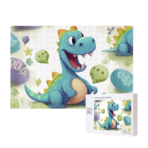 Puzzles 500 Teile Niedliche Dinosaurier-Puzzles Holz-Fotopuzzle für Erwachsene Personalisiertes Bilderpuzzle Klassisches Puzzle für Familie Hochzeit Geburtstag Valentinstag Geschenke 15,7 x 11 Zoll von RLDOBOFE