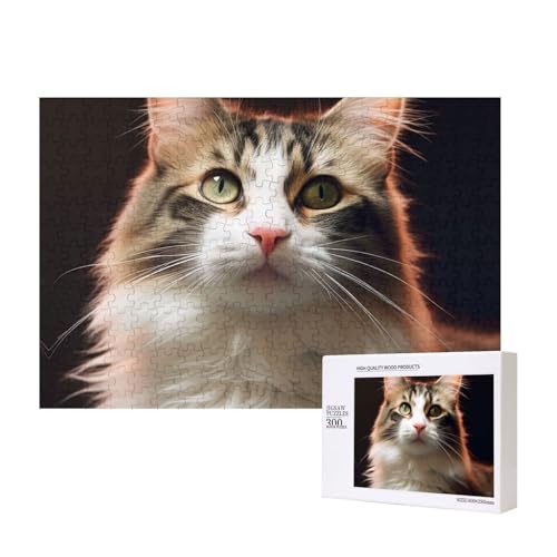 Puzzles 500 Teile Niedliche Katze Puzzle Holz Fotopuzzle für Erwachsene Personalisiertes Bilderpuzzle Klassisches Puzzle für Familie Hochzeit Geburtstag Valentinstag Geschenke 15,7 x 11 Zoll von RLDOBOFE