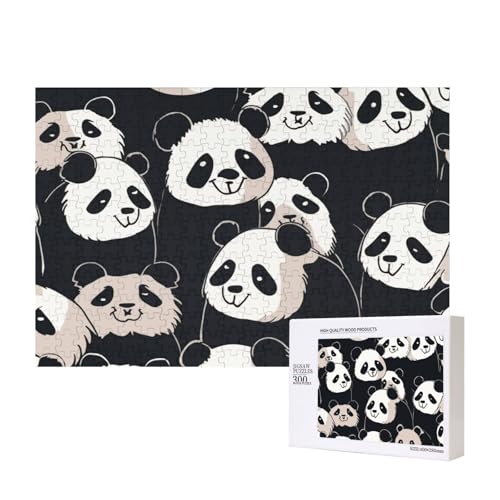 Puzzles 500 Teile Niedliche Panda-Puzzles Holz-Fotopuzzle für Erwachsene Personalisiertes Bilderpuzzle Klassisches Puzzle für Familie Hochzeit Geburtstag Valentinstag Geschenke 15,7 x 11 Zoll von RLDOBOFE