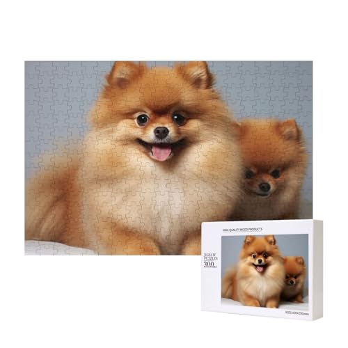 Puzzles 500 Teile Niedliche Pomeranian Puzzles Holz Fotopuzzle für Erwachsene Personalisiertes Bilderpuzzle Klassisches Puzzle für Familie Hochzeit Geburtstag Valentinstag Geschenke 15,7 x 11 Zoll von RLDOBOFE