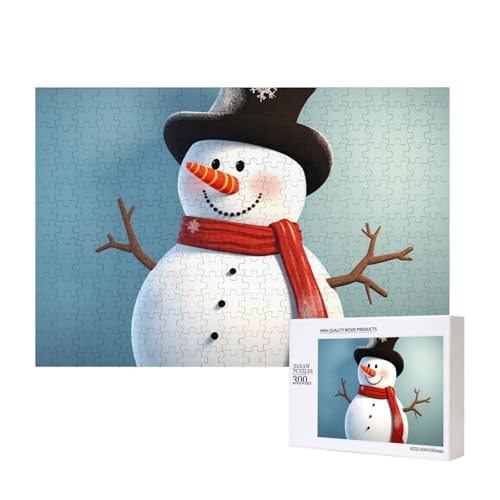 Puzzles 500 Teile Niedliche Schneemann-Puzzles Holz-Fotopuzzle für Erwachsene Personalisiertes Bilderpuzzle Klassisches Puzzle für Familie Hochzeit Geburtstag Valentinstag Geschenke 15,7 x 11 Zoll von RLDOBOFE